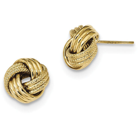 14k Polished Textured Triple Love Knot Post Earrings TL1061 - shirin-diamonds
