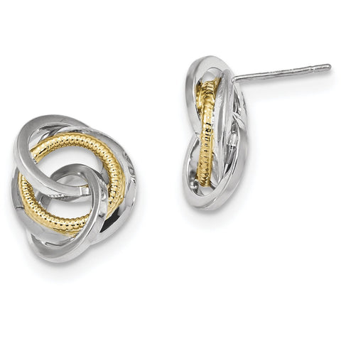 14k Two-Tone Polished & Textured Post Earrings TL1096 - shirin-diamonds