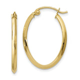 14k 2mm Oval Hoop Earrings TL244 - shirin-diamonds