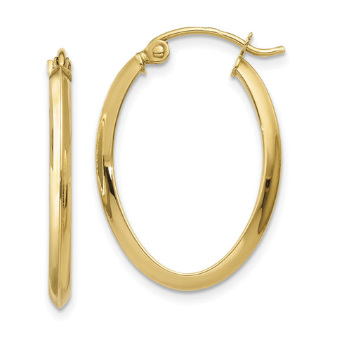 14k 2mm Oval Hoop Earrings TL244 - shirin-diamonds