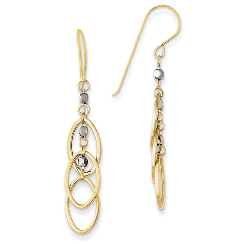 14k Two-tone Oval & Bead Dangle Earrings TL471 - shirin-diamonds