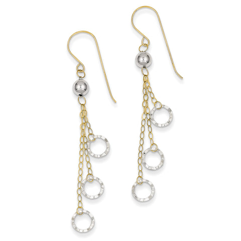 14k Two-tone Circle Dangle Earrings TL480 - shirin-diamonds