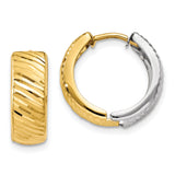 14k Two-tone Textured Hoop Earrings TL556 - shirin-diamonds