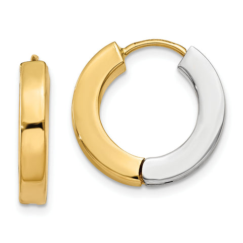 14k Two-tone Gold Polished Hollow Hinged Hoop Earrings TL571 - shirin-diamonds