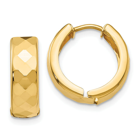 14k Textured Hinged Hoop Earrings TL574 - shirin-diamonds