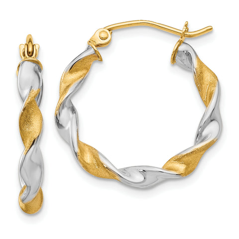 14K White Gold & Rhodium 2.0mm Twisted Hoop Earrings TL595 - shirin-diamonds