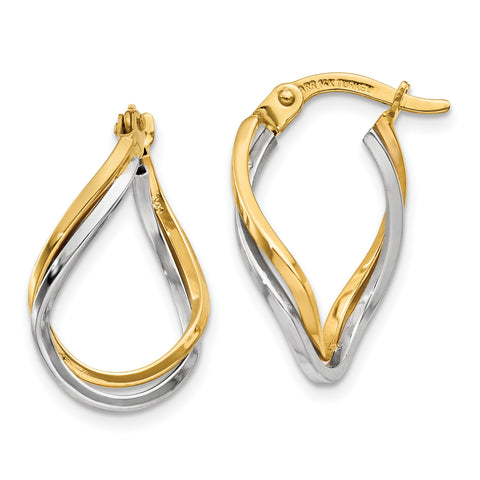 14k Two-tone Twisted Hoop Earrings TL704 - shirin-diamonds