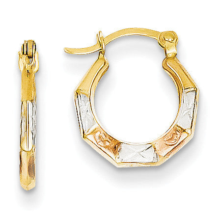 14K & White and Rose Rhodium Hoop Earrings TL735 - shirin-diamonds