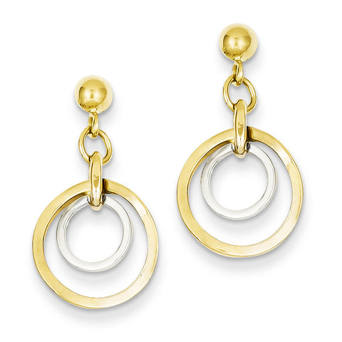 14k Two-tone Circle Post Dangle Earrings TL798 - shirin-diamonds