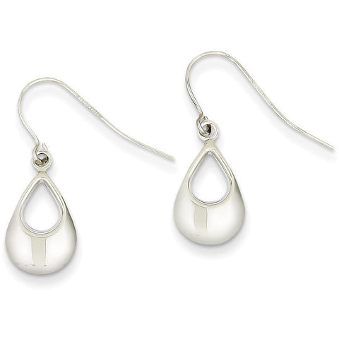 14k White Gold Teardrop Hollow Dangle Earrings TL846 - shirin-diamonds