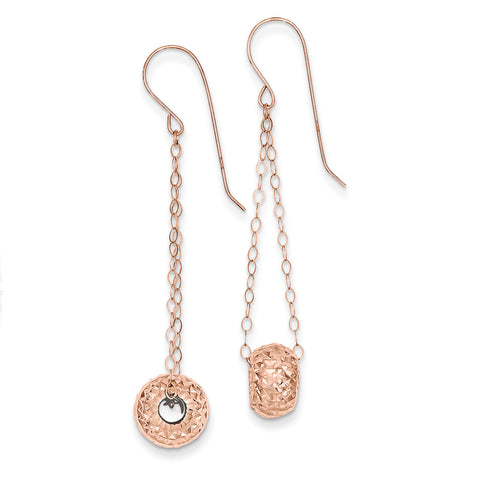 14K Rose Gold Chain w/Diamond-cut Puff Donut Bead Earrings TL930 - shirin-diamonds
