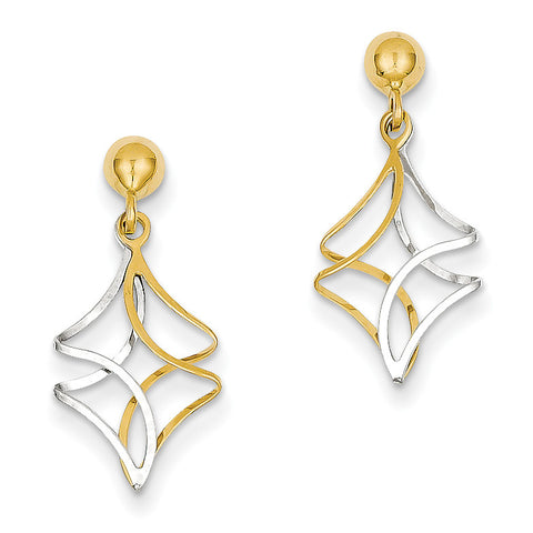 14k Two-tone Post Dangle Earrings TL971 - shirin-diamonds