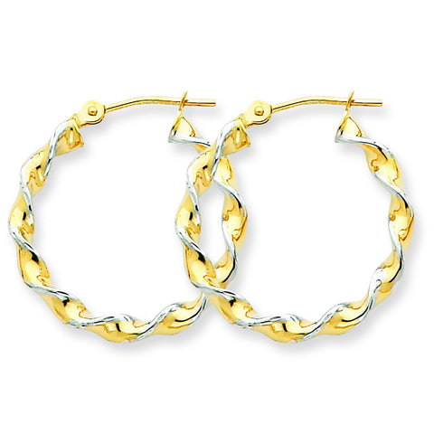 14k Polished 2.75mm Fancy Twisted Hoop Earrings TM233 - shirin-diamonds