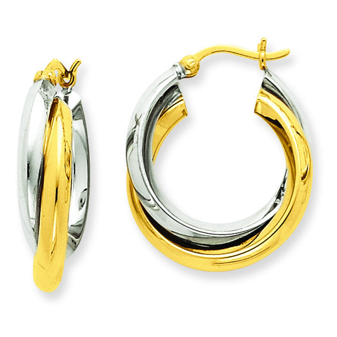 14k Two-tone Polished Double Hoop Earrings TM395 - shirin-diamonds