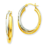 14k Two-tone Polished Double Oval Hoop Earrings TM397 - shirin-diamonds