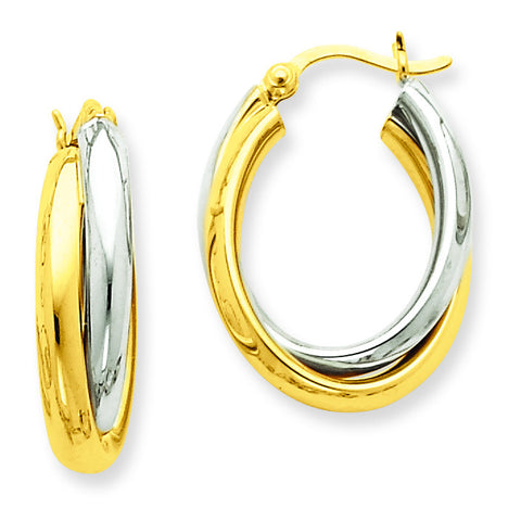 14k Two-tone Polished Double Oval Hoop Earrings TM398 - shirin-diamonds