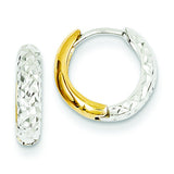 14k Two-tone Diamond-cut Hoop Earrings TM468 - shirin-diamonds