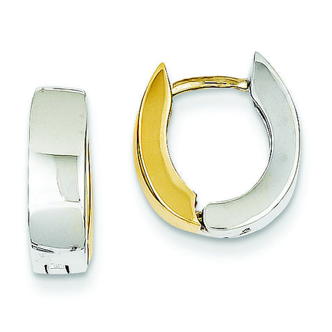 14k Two-tone Polished Hinged Hoop Earrings TM583 - shirin-diamonds