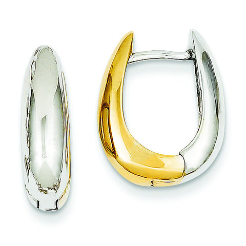 14k Two-tone U Shaped Hinged Hoop Earrings TM586 - shirin-diamonds