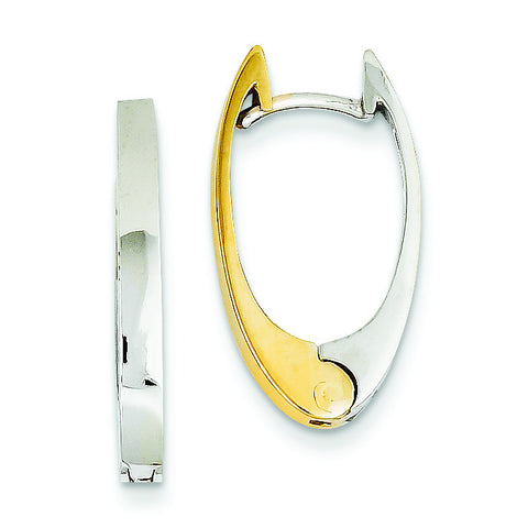 14k Two-tone V Shaped Hinged Hoop Earrings TM587 - shirin-diamonds