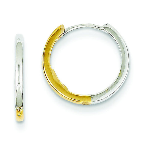 14K Two-tone Hinged Hoop Earrings TM593 - shirin-diamonds