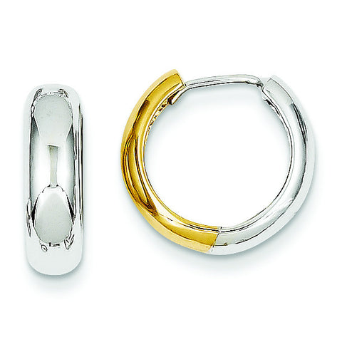 14K Two-tone Huggie Earrings TM595 - shirin-diamonds