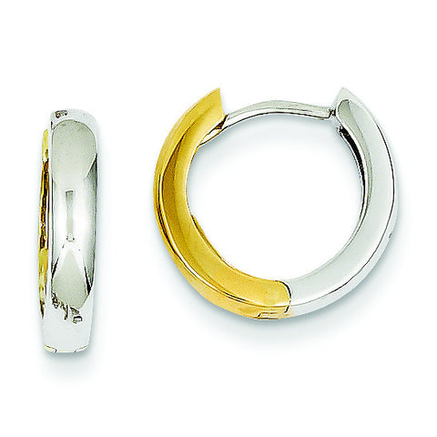 14K Two-tone Hinged Hoop Earrings TM597 - shirin-diamonds