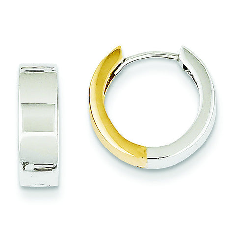 14K Two-tone Hinged Hoop Earrings TM601 - shirin-diamonds
