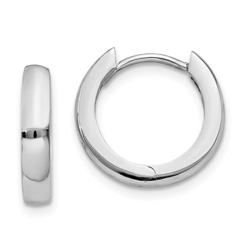 14K White Gold Hinged Hoop Earrings TM606 - shirin-diamonds