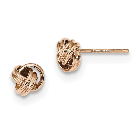 14k Rose Gold Polished Love Knot Post Earrings TM705R - shirin-diamonds
