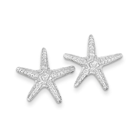 14k White Gold Starfish Post Earrings TM766W - shirin-diamonds