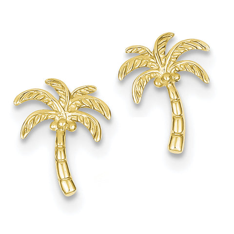 14k Palm Tree Post Earrings TM774 - shirin-diamonds