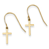 14k Dangle Cross Shepherd Hook Earrings TM788 - shirin-diamonds