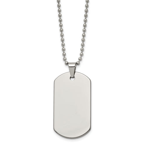 Tungsten Polished Dog Tag 22in Necklace TUN100