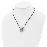 Tungsten Polished Leather Cord Necklace TUN107