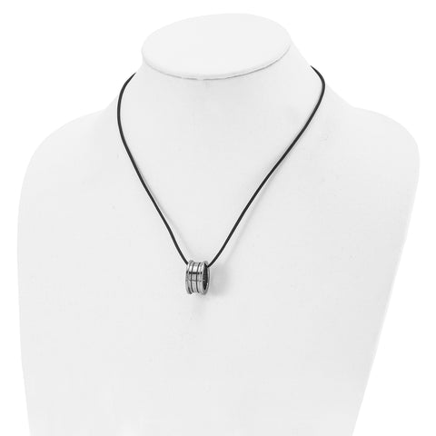 Tungsten Polished Leather Cord Necklace TUN107