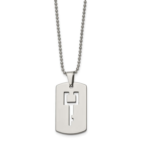 Tungsten Dog Tag with Key Cut-out Necklace TUN111