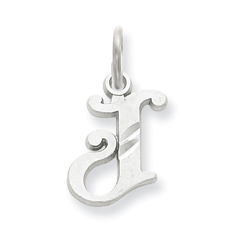14k White Gold Diamond-cut Initial J Charm WCH139-J - shirin-diamonds