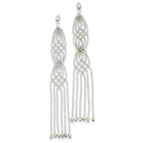 14K WG Bead Chain Earrings WF113 - shirin-diamonds