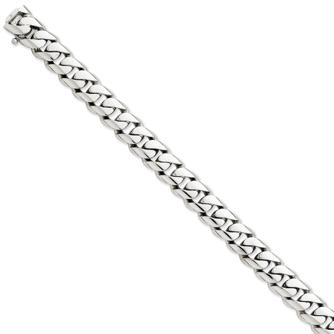 14k White Gold 11mm Hand-polished Curb Link Necklace WLK127 - shirin-diamonds