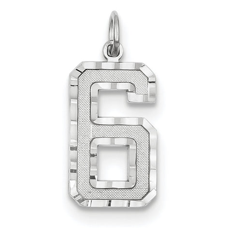 14kw Casted Large Diamond Cut Number 6 Charm WLN06 - shirin-diamonds