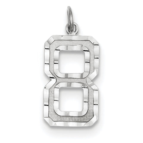 14kw Casted Large Diamond Cut Number 8 Charm WLN08 - shirin-diamonds