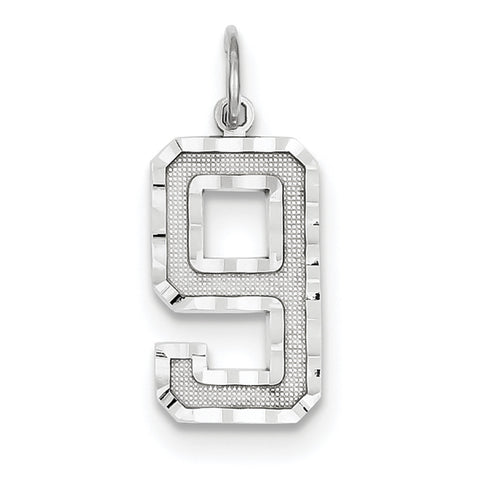 14kw Casted Large Diamond Cut Number 9 Charm WLN09 - shirin-diamonds