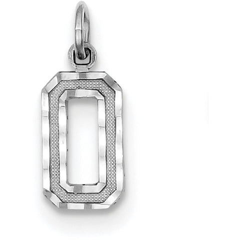 14kw Casted Small Diamond Cut Number 0 Charm WSN00 - shirin-diamonds