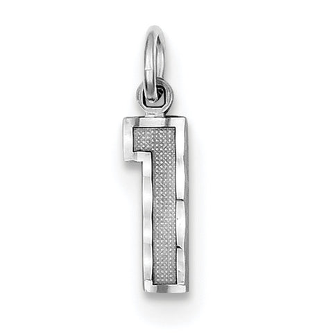 14kw Casted Small Diamond Cut Number 1 Charm WSN01 - shirin-diamonds