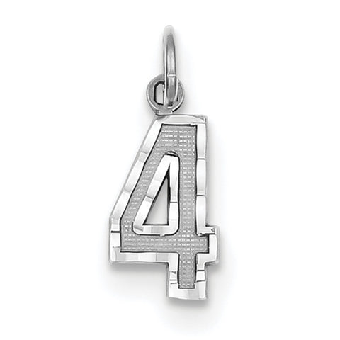 14kw Casted Small Diamond Cut Number 4 Charm WSN04 - shirin-diamonds