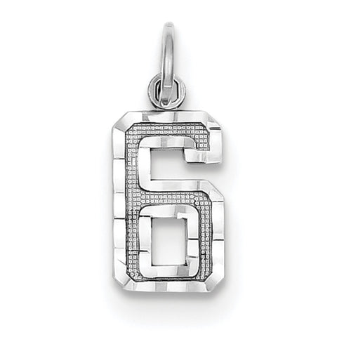 14kw Casted Small Diamond Cut Number 6 Charm WSN06 - shirin-diamonds