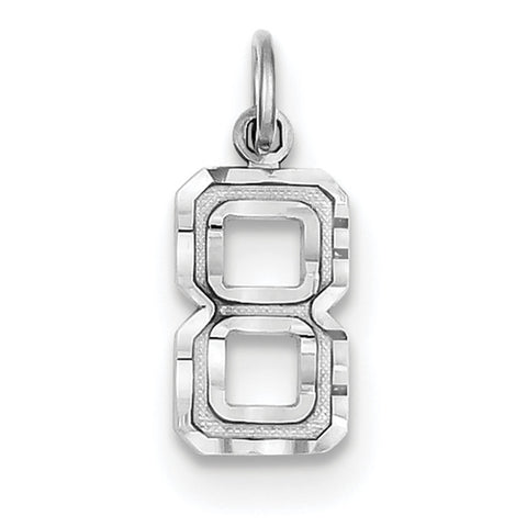 14kw Casted Small Diamond Cut Number 8 Charm WSN08 - shirin-diamonds
