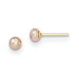 14k 3-4mm Pink Button FW Cultured Pearl Stud Earrings X30BPI - shirin-diamonds