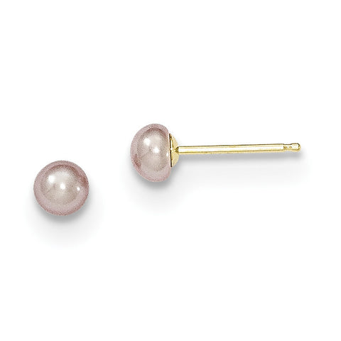14k 3-4mm Purple Button FW Cultured Pearl Stud Earrings X30BPU - shirin-diamonds